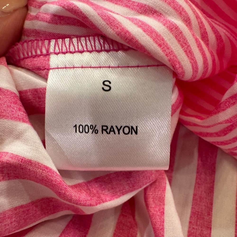 Coastal Preppy Stripe Button Front‎ Tunic Pink Shirt Beach Resort Sz S - Picture 9 of 9